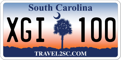 SC license plate XGI100