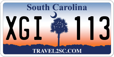 SC license plate XGI113