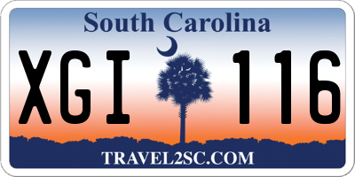 SC license plate XGI116