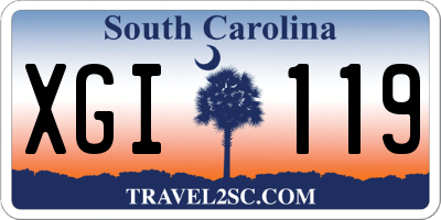 SC license plate XGI119