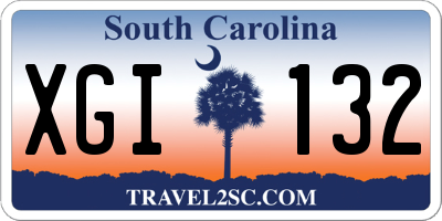 SC license plate XGI132