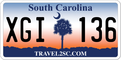 SC license plate XGI136