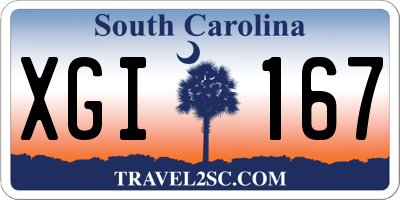SC license plate XGI167