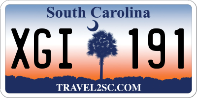SC license plate XGI191
