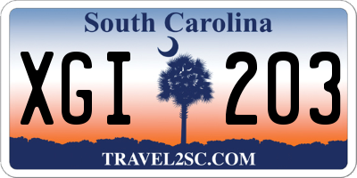 SC license plate XGI203