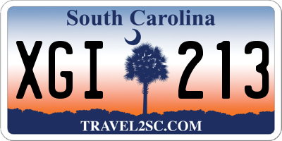 SC license plate XGI213