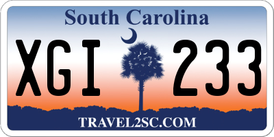 SC license plate XGI233