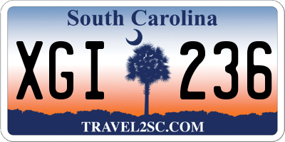 SC license plate XGI236