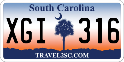 SC license plate XGI316