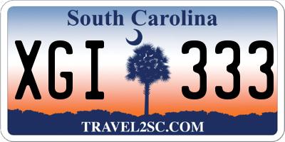 SC license plate XGI333