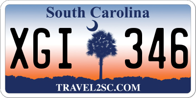 SC license plate XGI346