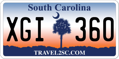 SC license plate XGI360