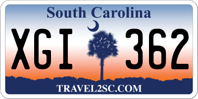 SC license plate XGI362