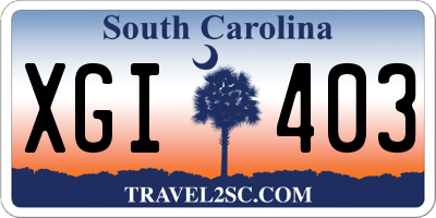 SC license plate XGI403