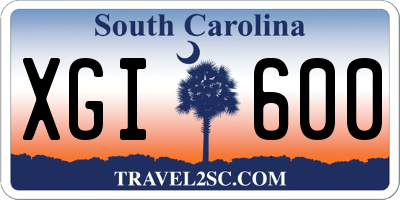 SC license plate XGI600