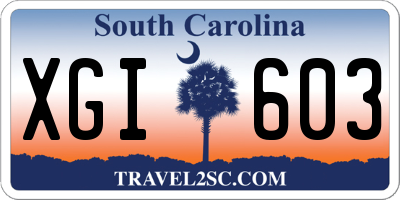 SC license plate XGI603