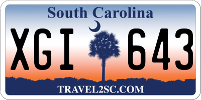 SC license plate XGI643