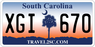 SC license plate XGI670