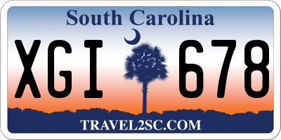 SC license plate XGI678