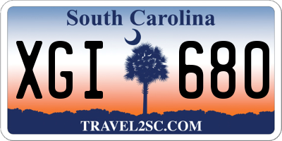 SC license plate XGI680