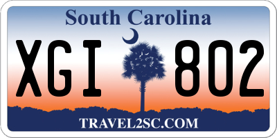 SC license plate XGI802