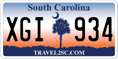 SC license plate XGI934