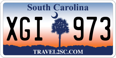 SC license plate XGI973