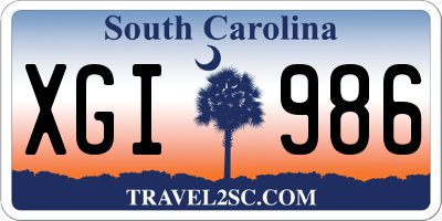 SC license plate XGI986