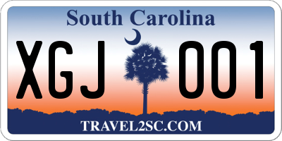 SC license plate XGJ001