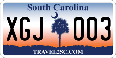 SC license plate XGJ003