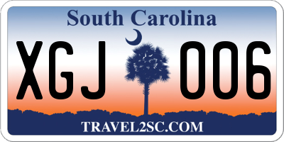 SC license plate XGJ006