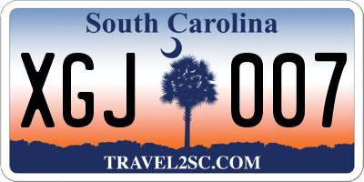 SC license plate XGJ007