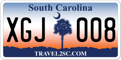 SC license plate XGJ008