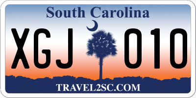 SC license plate XGJ010