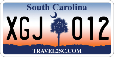 SC license plate XGJ012