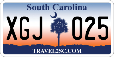 SC license plate XGJ025