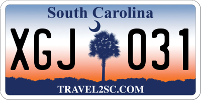 SC license plate XGJ031