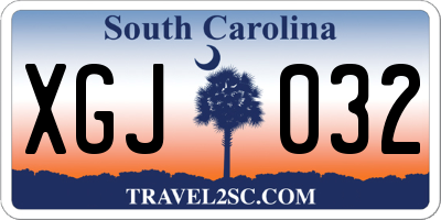 SC license plate XGJ032