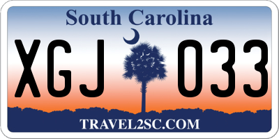 SC license plate XGJ033