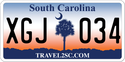 SC license plate XGJ034