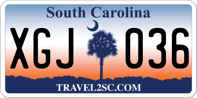 SC license plate XGJ036