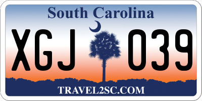 SC license plate XGJ039