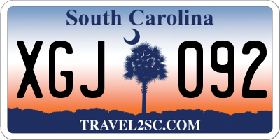 SC license plate XGJ092