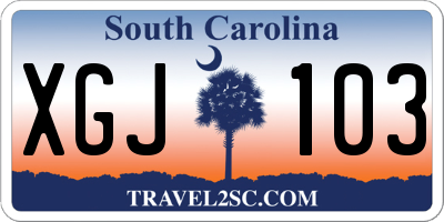 SC license plate XGJ103