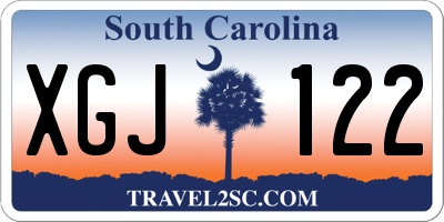 SC license plate XGJ122