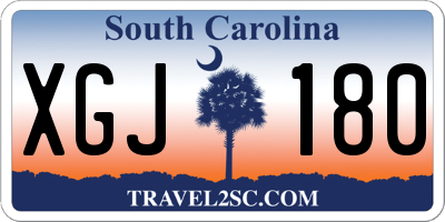 SC license plate XGJ180