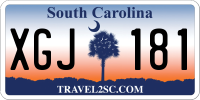 SC license plate XGJ181