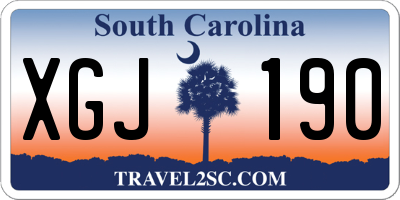 SC license plate XGJ190