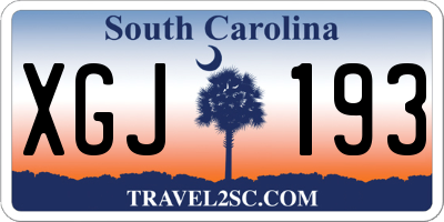 SC license plate XGJ193