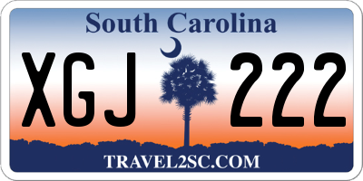 SC license plate XGJ222